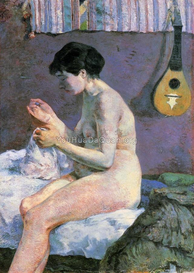 Study of a Nude, Suzanne Sewing - 保罗·高更